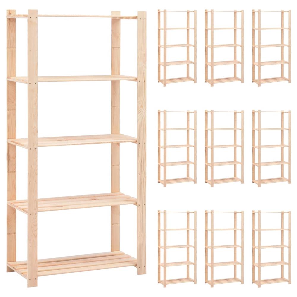 Scaffali A 5 Livelli 10 Pz 80x38x170 Cm Massello Pino Fsc 250kg - Foto 1
