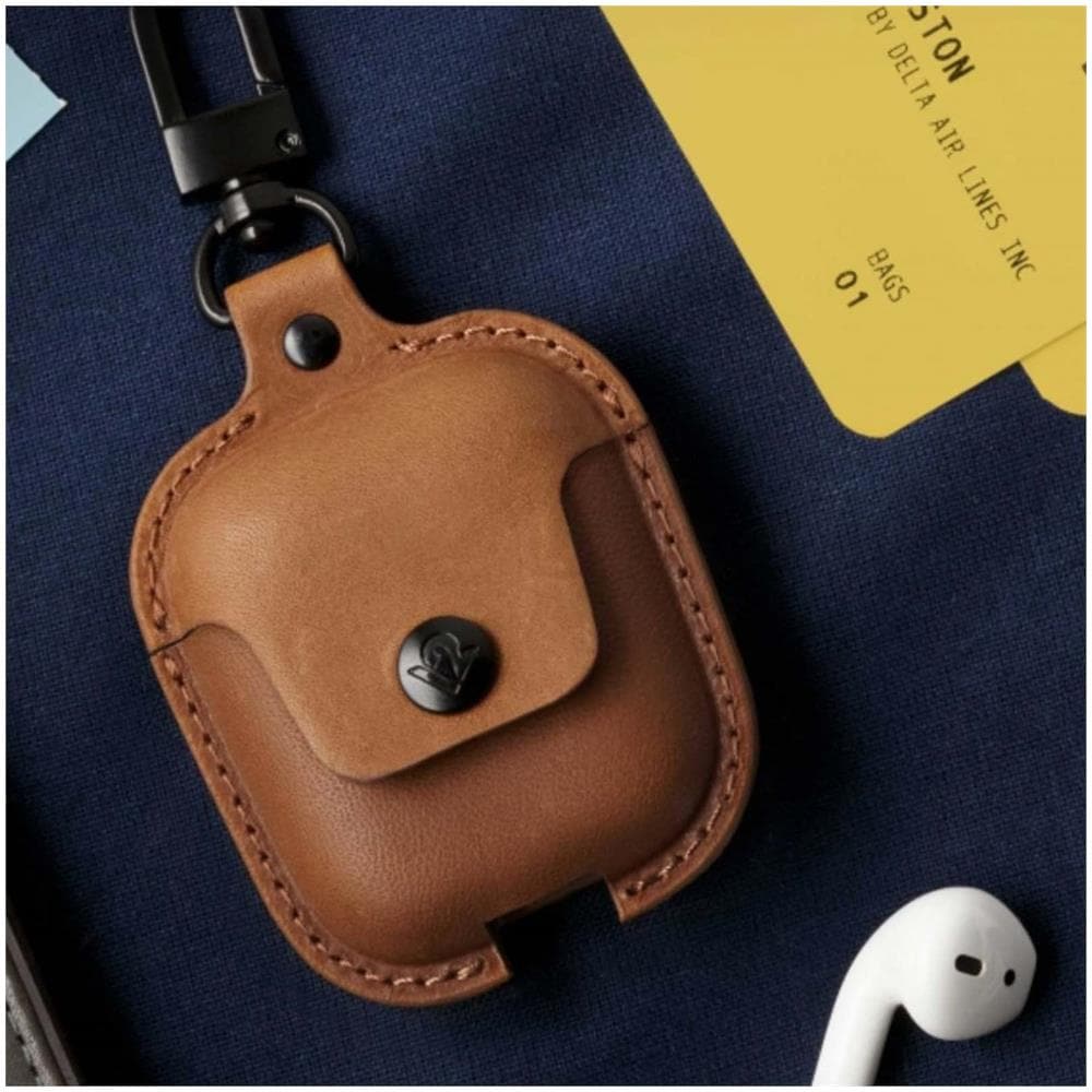 Custodia Airpods Anti-shock Anti-graffio Airsnap Cinturino Marrone - Foto 5