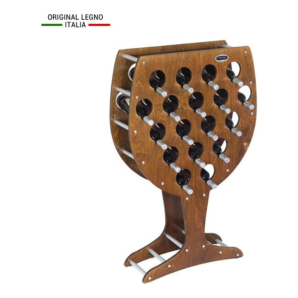 Cantinetta Portabottiglie In Legno Scaffale Mobile Per Bottiglie Vino Mod. Calice Noce B. 18 L75 X P25 X 120h - Foto 1