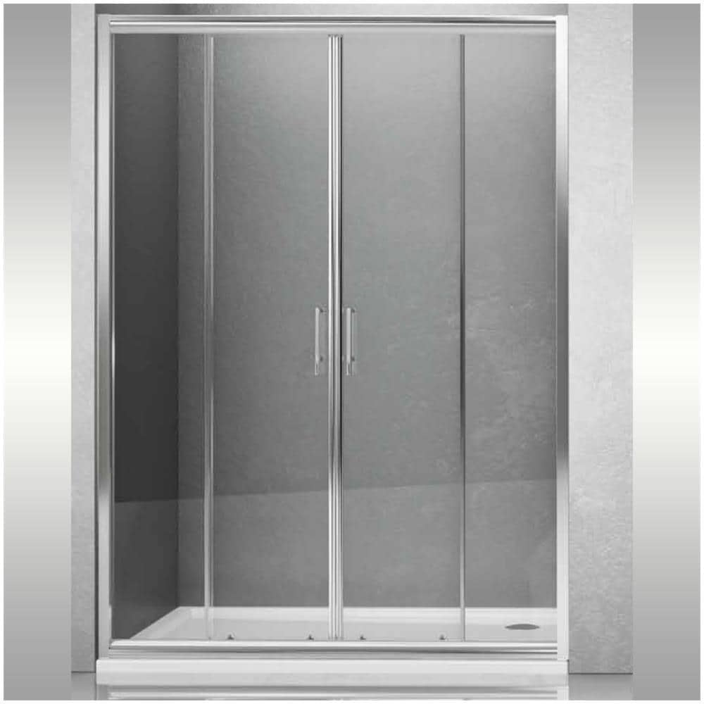 Porta Doccia Scorrevole Slide4 Per Box Nicchia Quattro Ante Cristallo Trasparente *** Misure : 148-154 X H190 Cm Trasparente - Foto 1