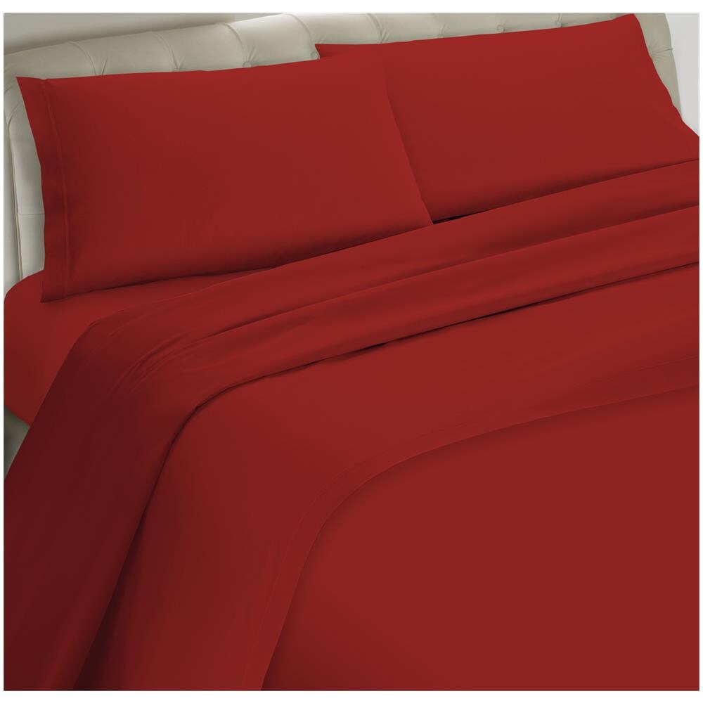 Set Completo Lenzuola 100% Microfibra - Una Piazza E Mezza, Lenzuolo Sopra 180 X 290 Cm, Lenzuolo Sotto 110/120 X 190/200 X 25 Cm, 1 Federa 52 X 82 Cm - Bordeaux - Foto 1
