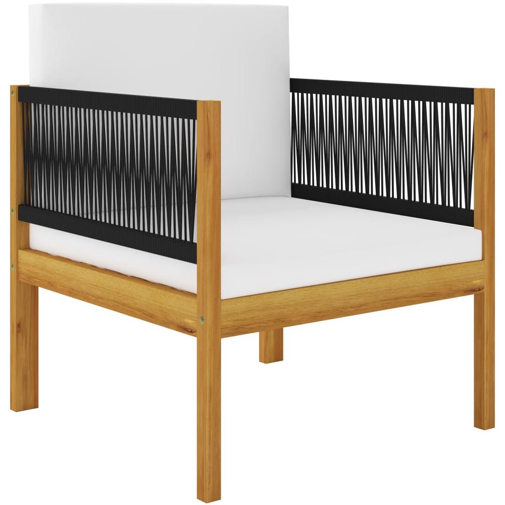 Set Divani Da Giardino 6 Pz Con Cuscini Crema Massello Acacia - Foto 2