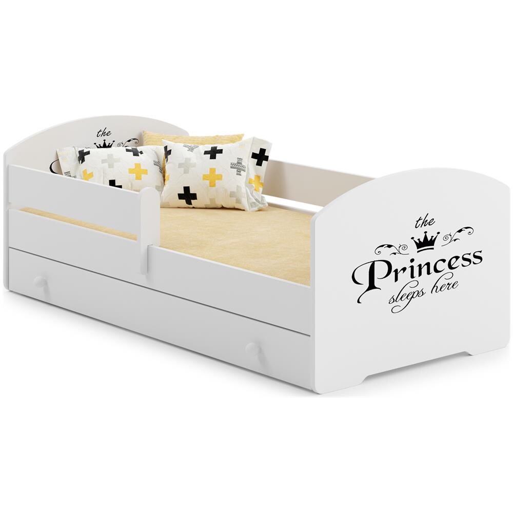 Letto Per Bambini Luk 160x80 Cassetto E Una Ringhiera+ Materasso E Giroletto Sleeping Princess Black - Foto 1