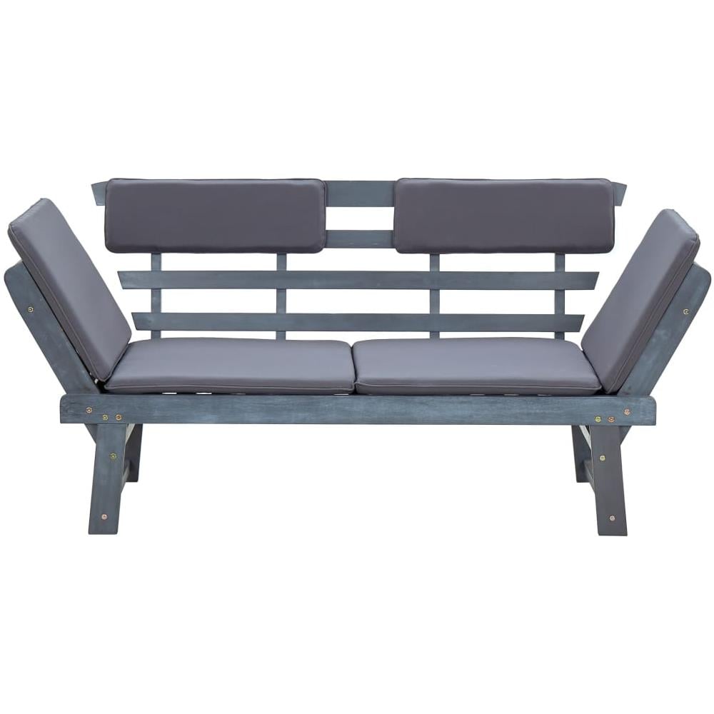 Panca da Giardino Cuscini 2-in-1 190cm Massello d'Acacia Grigio - Foto 4