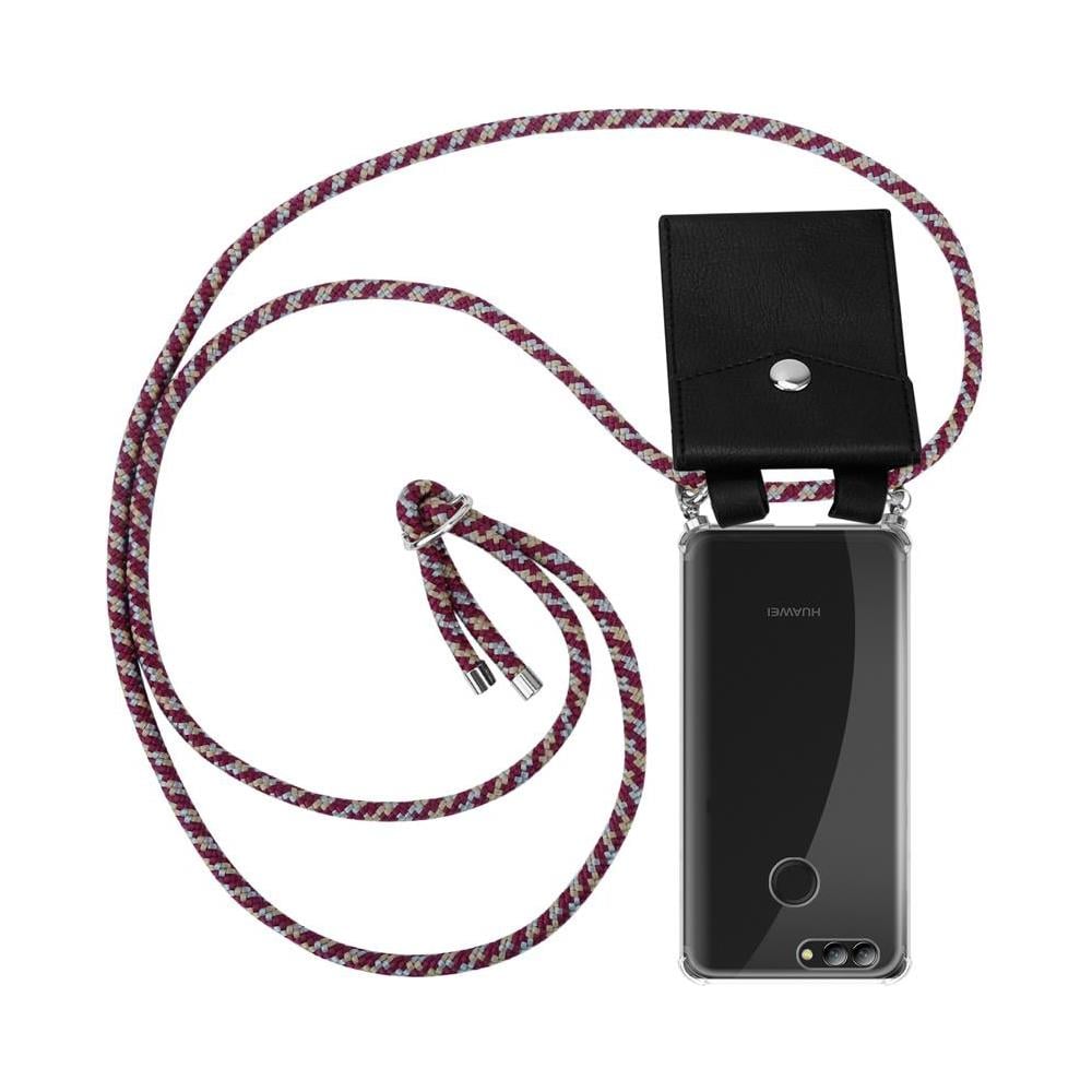 Catena Di Telefoni Cellulari Compatibile Con Huawei Nova 2 In Rosso Giallo Bianco - Coperchio Protettivo In Silicone Con Anelli D'argento, Cinturino In Corda E Custodia Staccabile - Foto 1