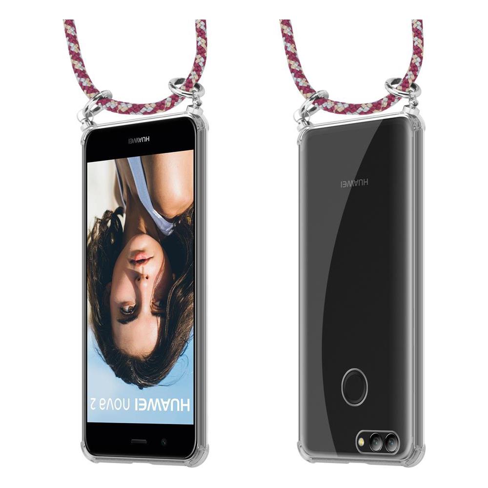 Catena Di Telefoni Cellulari Compatibile Con Huawei Nova 2 In Rosso Giallo Bianco - Coperchio Protettivo In Silicone Con Anelli D'argento, Cinturino In Corda E Custodia Staccabile - Foto 8