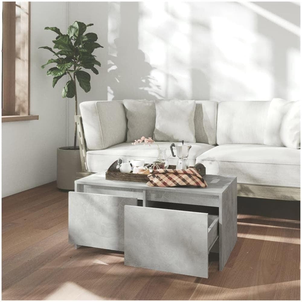 Tavolino da Salotto Grigio Cemento 90x50x41,5 cm in Truciolato - Foto 3