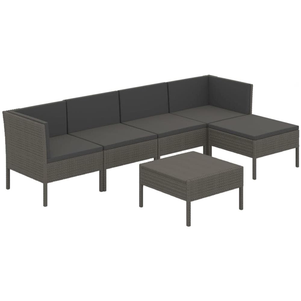 Set Divani Da Giardino 6 Pz Con Cuscini In Polyrattan Grigio - Foto 2