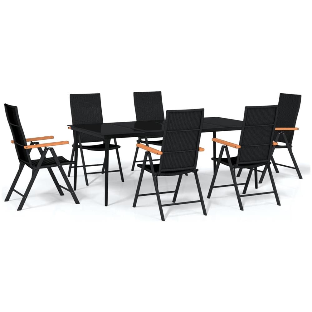 Set Mobili Da Pranzo Per Giardino 7 Pz Nero - Foto 2
