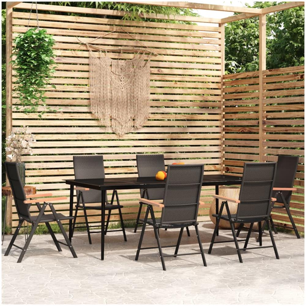 Set Mobili Da Pranzo Per Giardino 7 Pz Nero - Foto 1