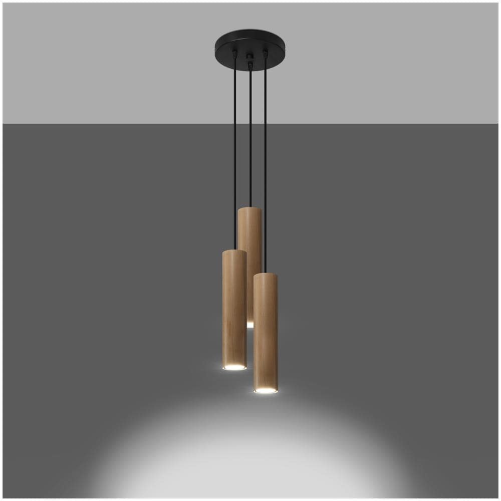 Lampada A Sospensione In Legno Lino 3p Sollux Legno Naturale 1000xø200 Mm Legno - Foto 12