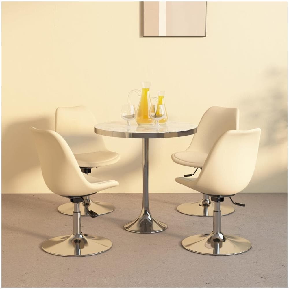 Sedie Da Pranzo Girevoli 4 Pz Crema In Tessuto - Foto 1