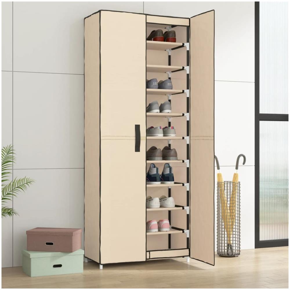 Scarpiera Crema 60x30x166 Cm Tessuto - Foto 1