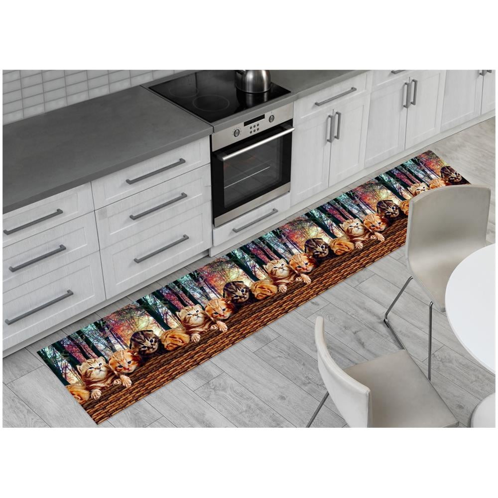 Tappeto Passatoia Cucina Antiscivolo Stampa Digitale Dis. Gattini Bosco 50x50 Gattini - Foto 1