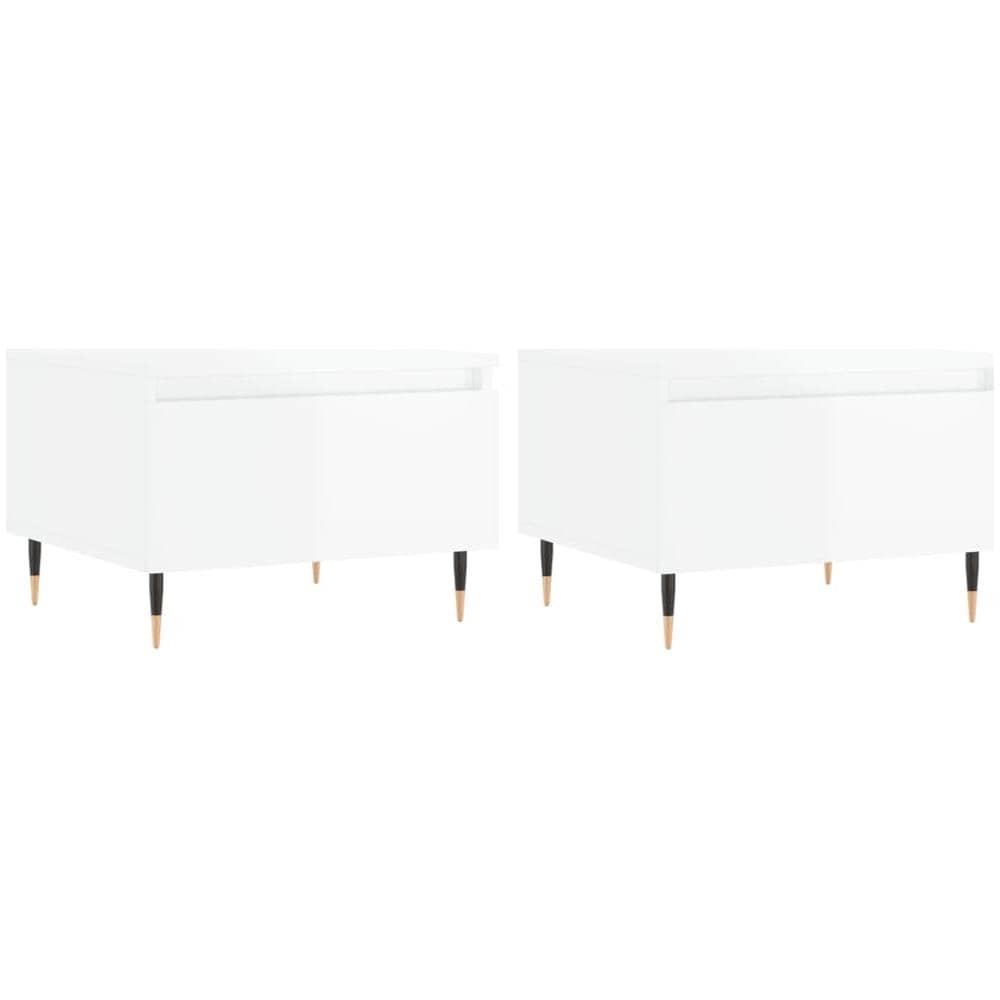 Tavolini Salotto 2pz Bianco Lucido 50x46x35cm Legno Multistrato - Foto 2