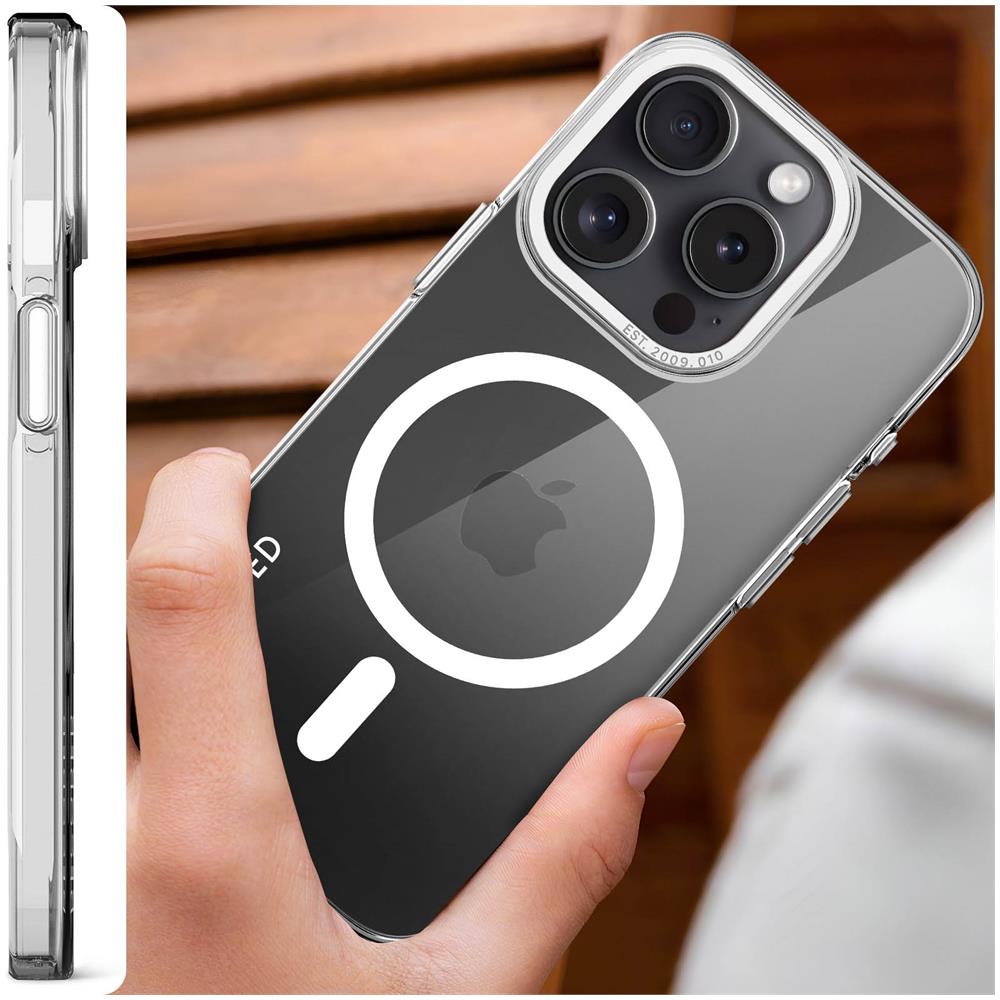 Cover Magsafe Per Iphone 15 Pro Robusta Clear Case Trasparente - Foto 2