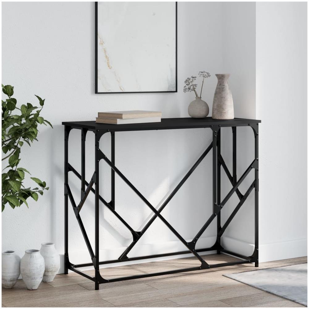 Tavolino Consolle Nero 100x40x80 Cm In Legno Multistrato - Foto 1