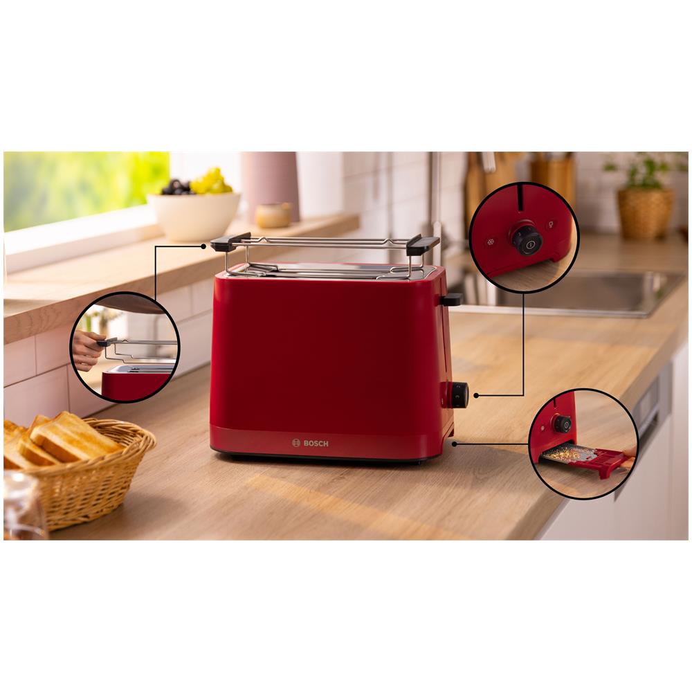 Tostapane TAT3M124 rt 2 Fette 950W Rosso - Foto 3