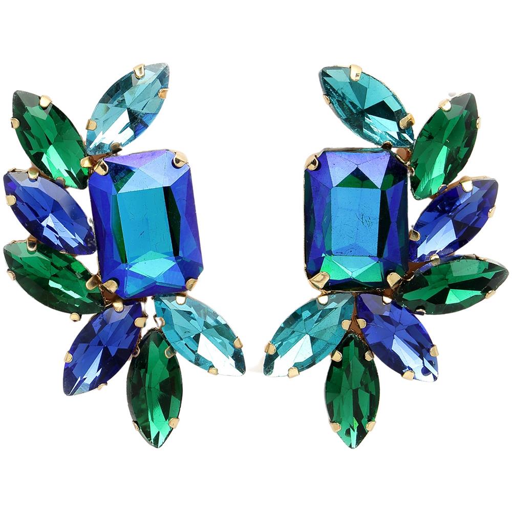 Orecchini a Bottone Blu in Fiore Collezione Diva - Foto 1