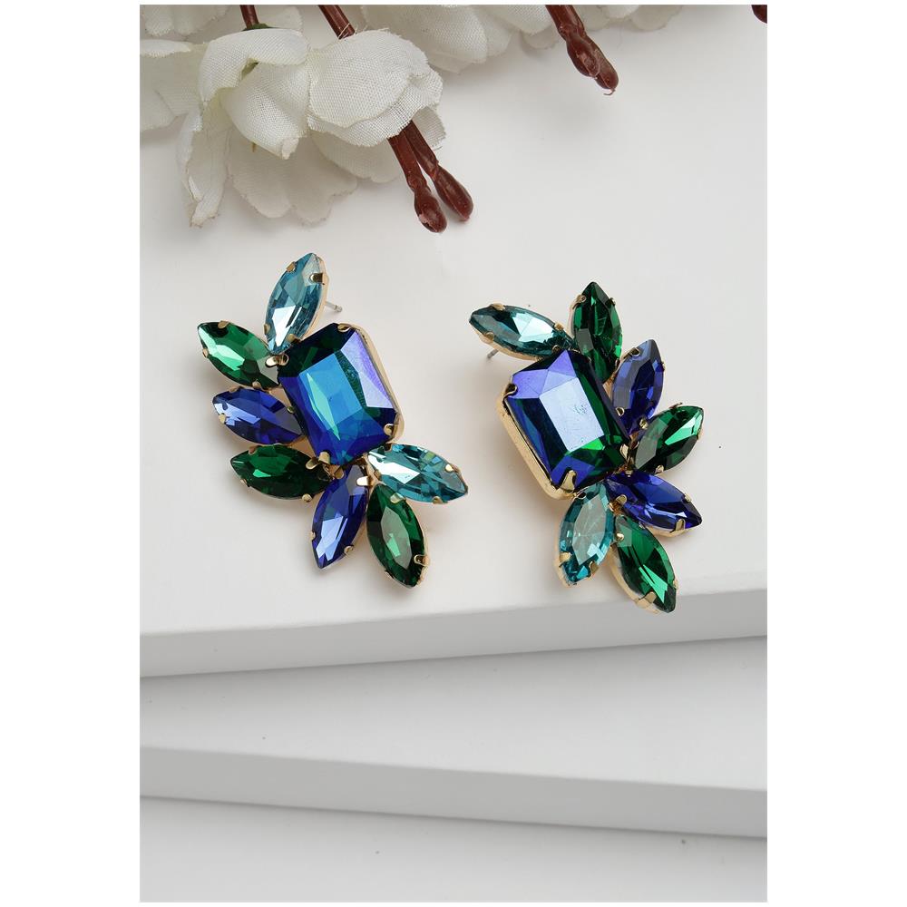 Orecchini a Bottone Blu in Fiore Collezione Diva - Foto 2