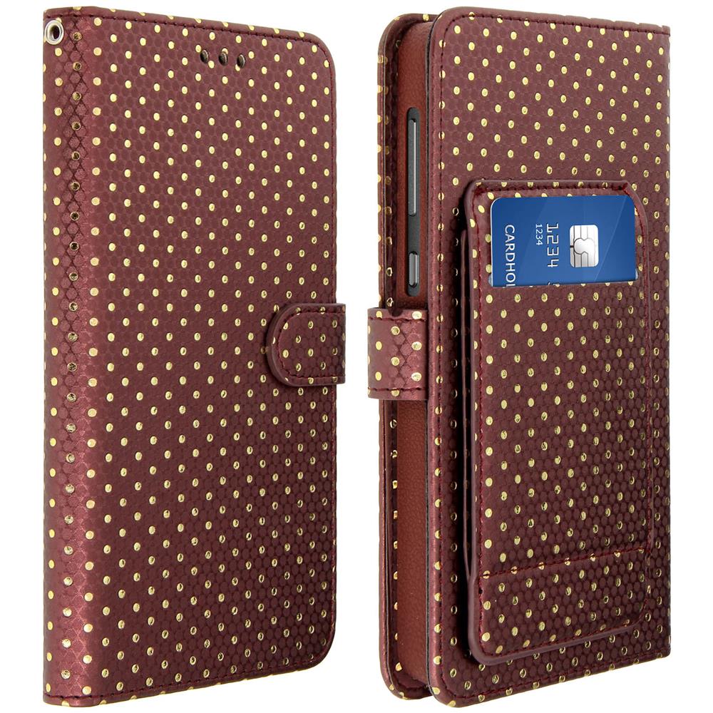 Custodia Smartphone Universale Portafoglio Marrone Xl Supporto + Specchio - Foto 1