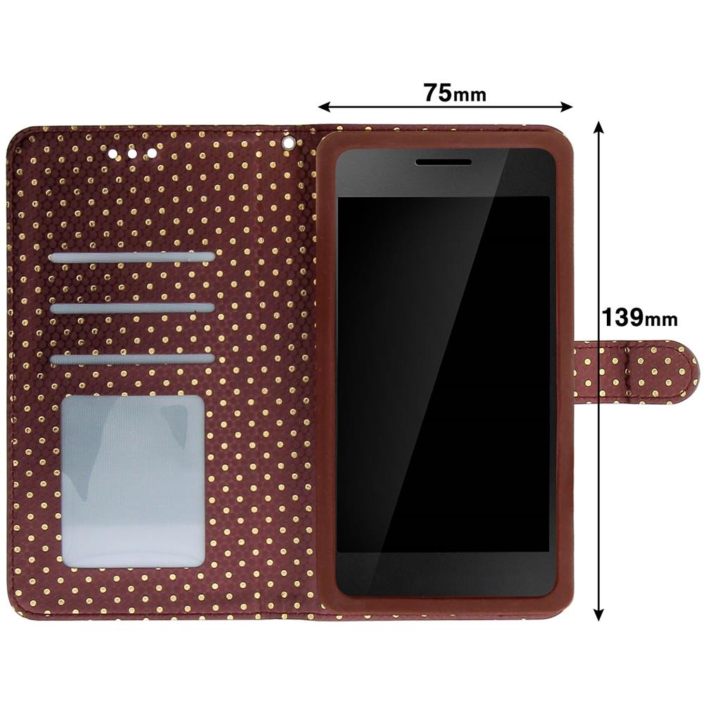 Custodia Smartphone Universale Portafoglio Marrone Xl Supporto + Specchio - Foto 10