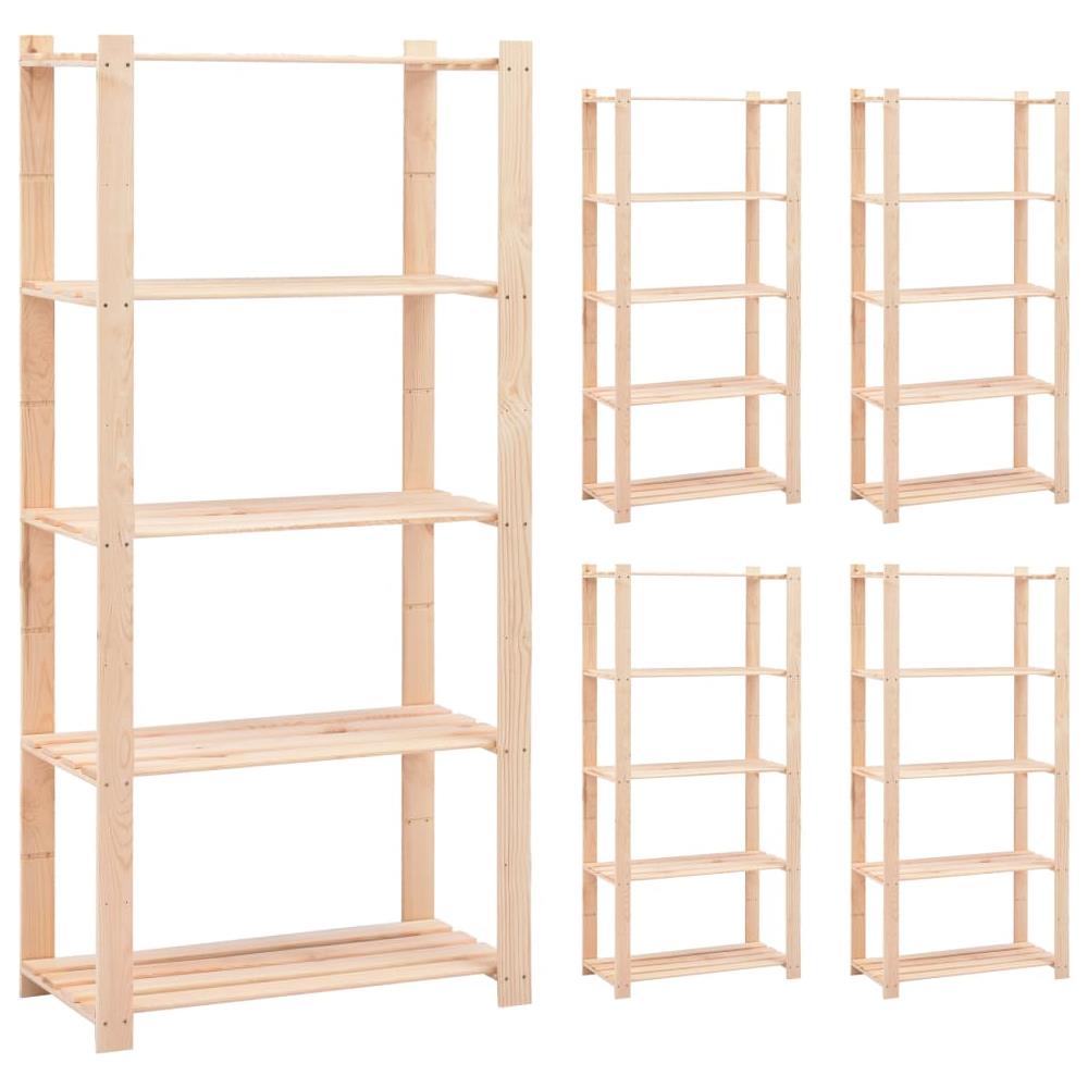 Scaffali A 5 Livelli 5 Pz 80x38x170 Cm Massello Pino Fsc 250 Kg - Foto 1