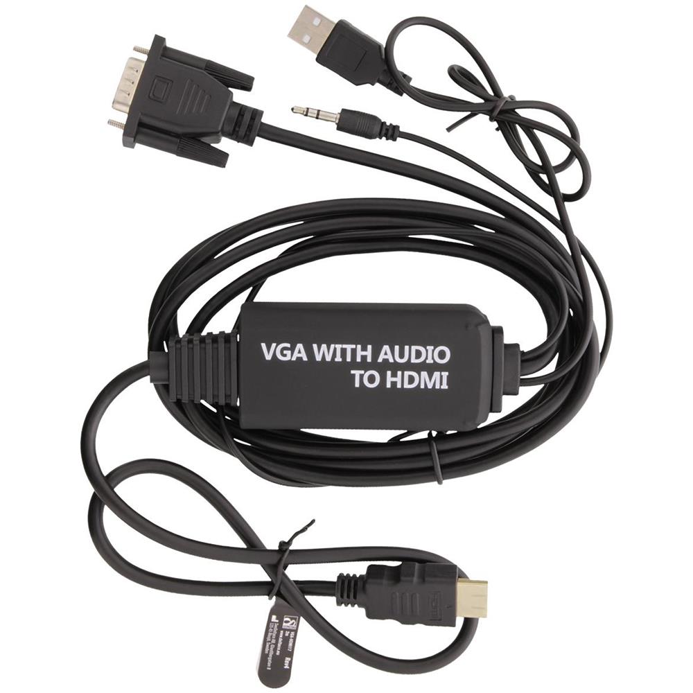 Cavo Vga A Hdmi E Audio, 2 M, Fhd, Alimentato Tramite Usb, Nero - Foto 2