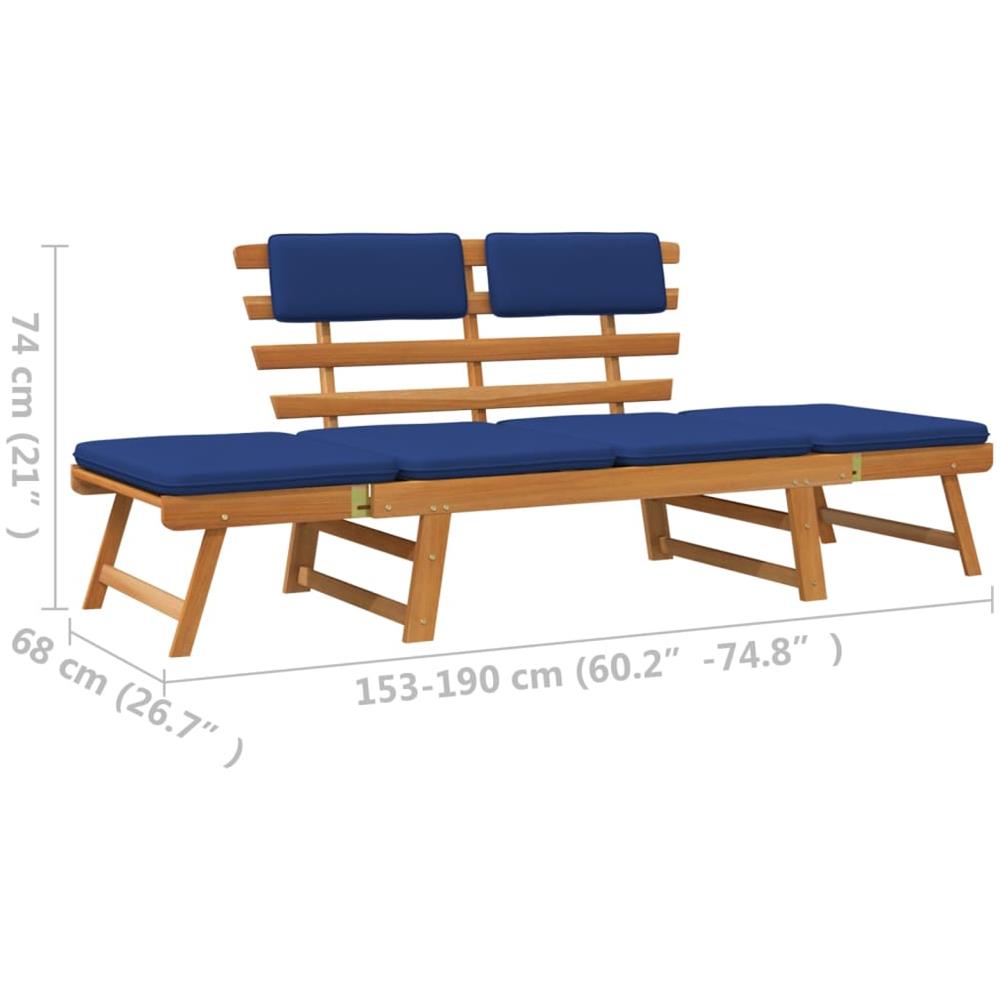 Panca da Giardino Cuscini 2-in-1 190 cm Legno Massello d'Acacia - Foto 9