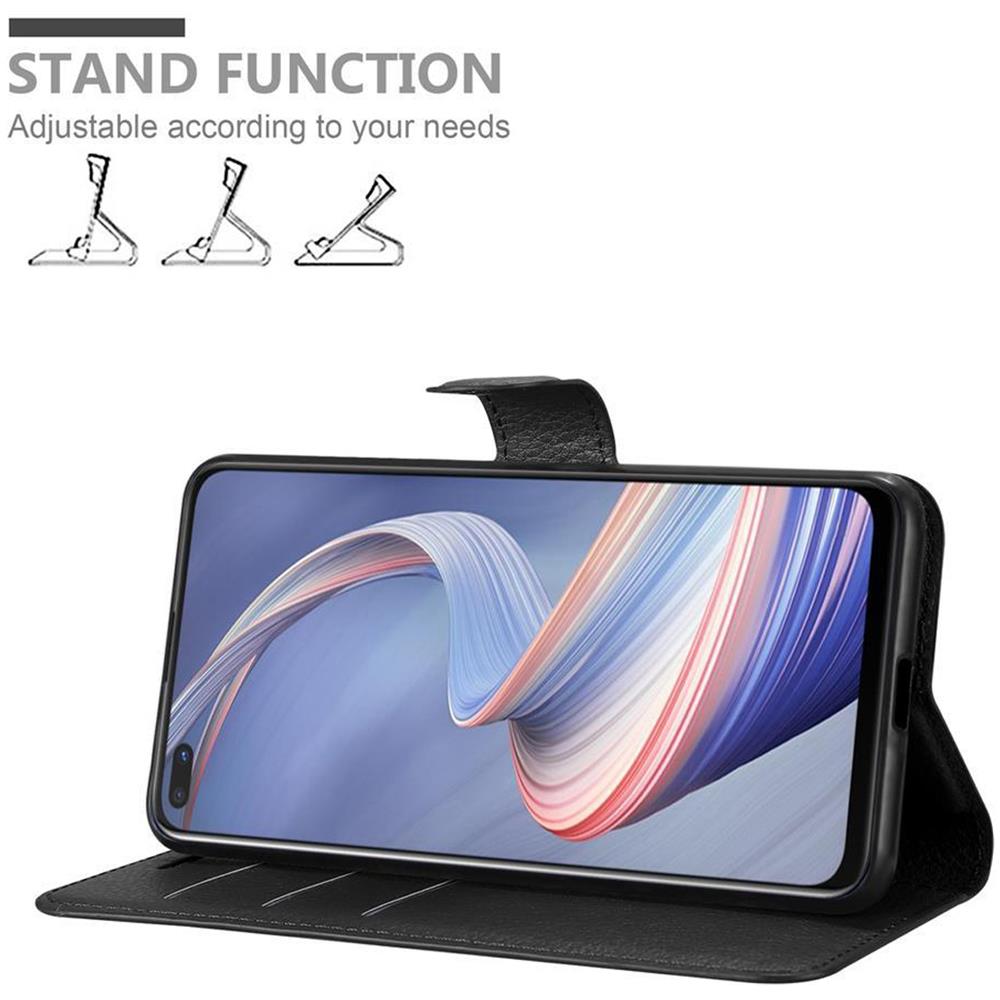 Custodia Compatibile Con Oppo A92s In Nero Carbone - Coperchio Protettiva Con Chiusura Magnetica, Funzione Stand E Tasca Per Le Carte - Foto 2
