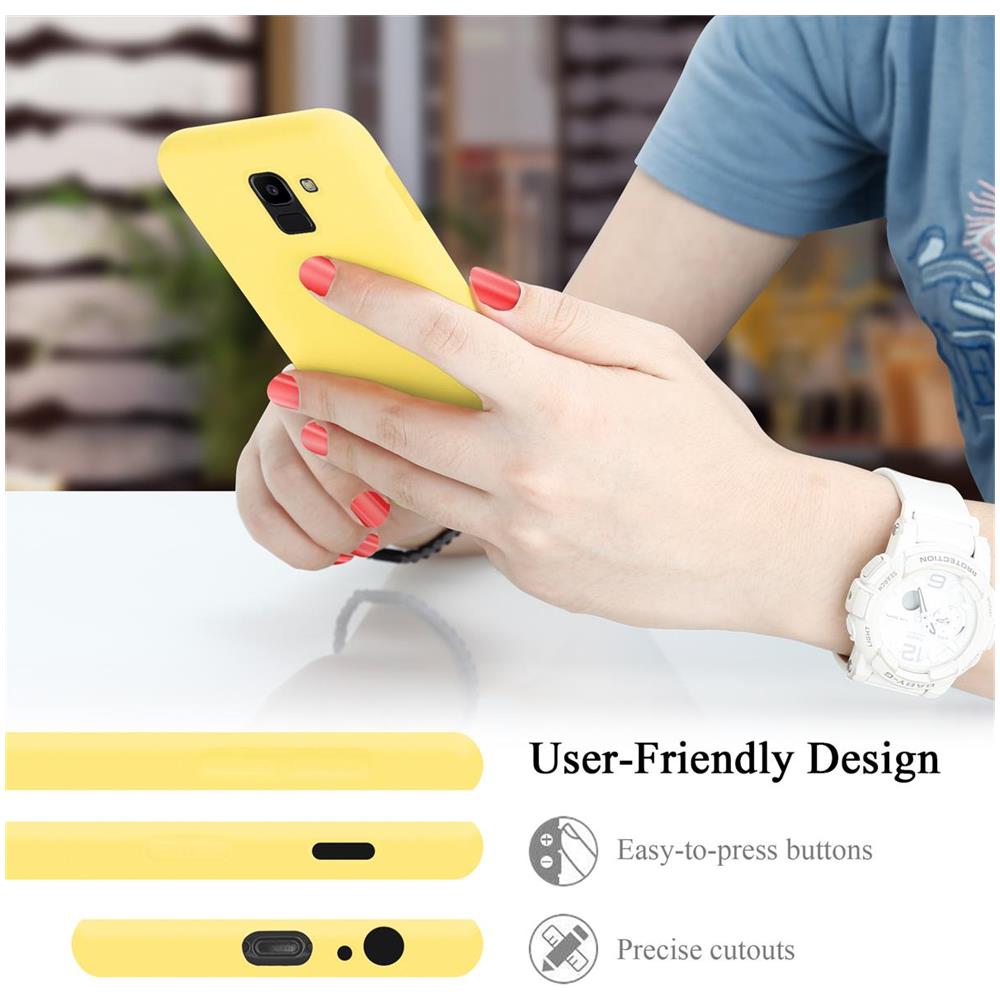 Custodia Compatibile Con Samsung Galaxy J6 2018 In Liquid Giallo - Coperchio Protettivo In Silicone Tpu Flessibile - Foto 6