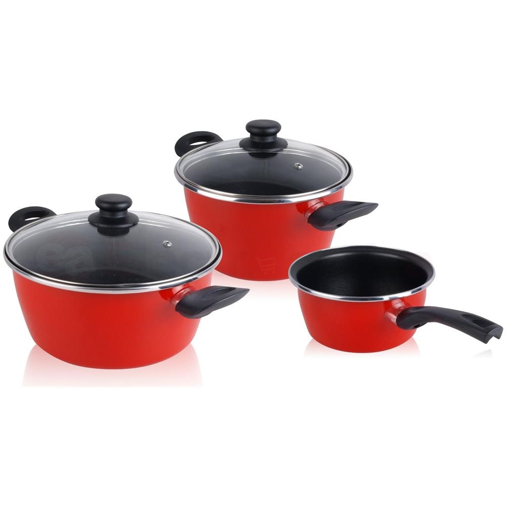 Grana Set Di Pentole Per Induzione Da 5 Pezzi, Antiaderenti Senza Pfoa, Rosso Rosso - Foto 1