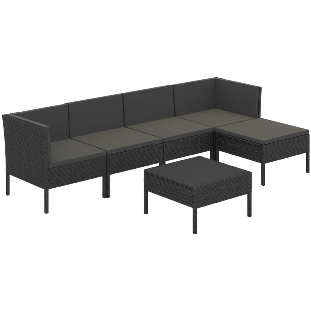 Set Divani Da Giardino 6 Pz Con Cuscini In Polyrattan Nero - Foto 2