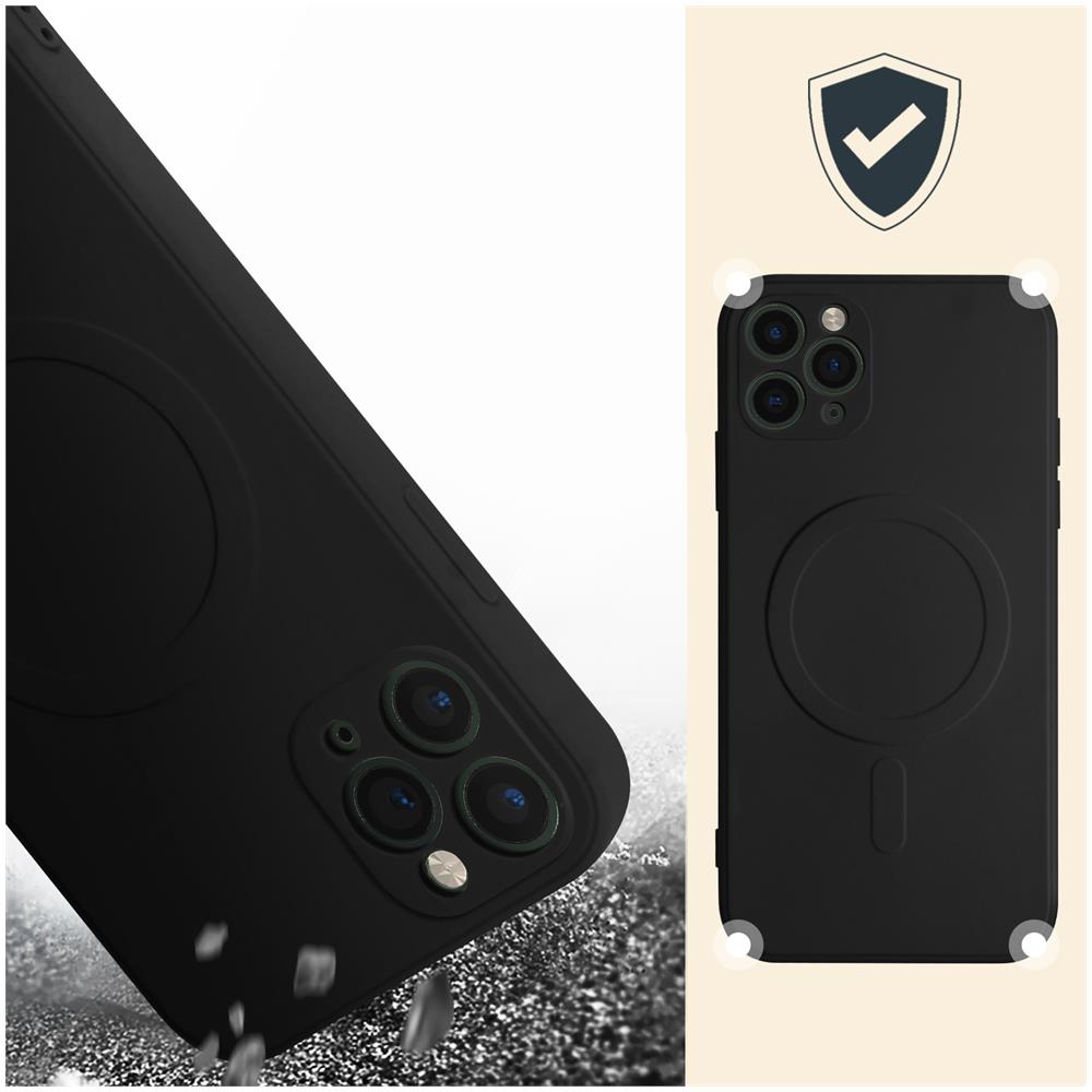 Cover Magsafe Iphone 11 Pro Silicone Flessibile Soft-touch Mag Cover Nera - Foto 5