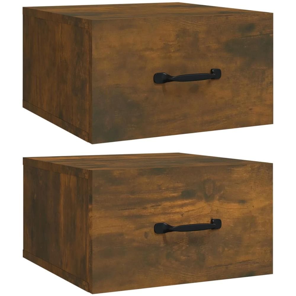 Comodini A Muro 2 Pz Rovere Fumo 35x35x20 Cm - Foto 1