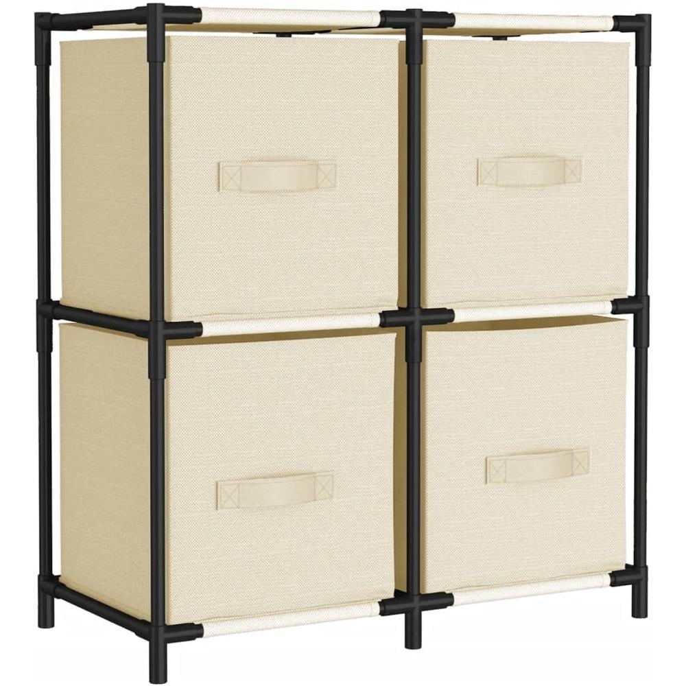 Armadietto Con 4 Cesti In Tessuto Crema 63x30x71 Cm Acciaio - Foto 2