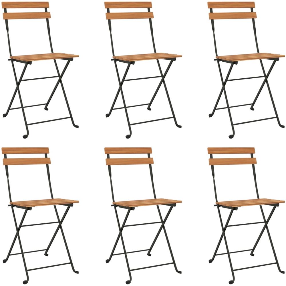 Sedie Pieghevoli Da Bistrò 6 Pz Legno Massello Teak E Acciaio - Foto 2