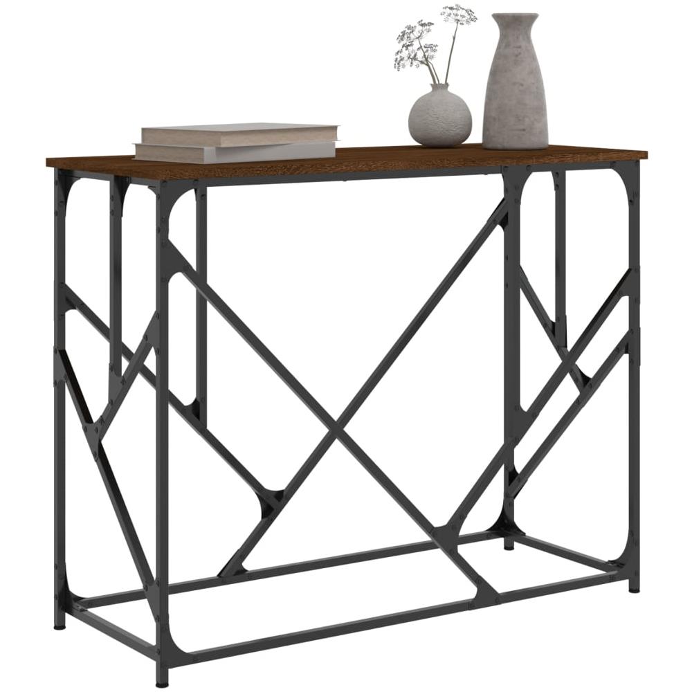 Tavolino Consolle Rovere Marrone 100x40x80 Cm Legno Multistrato - Foto 3
