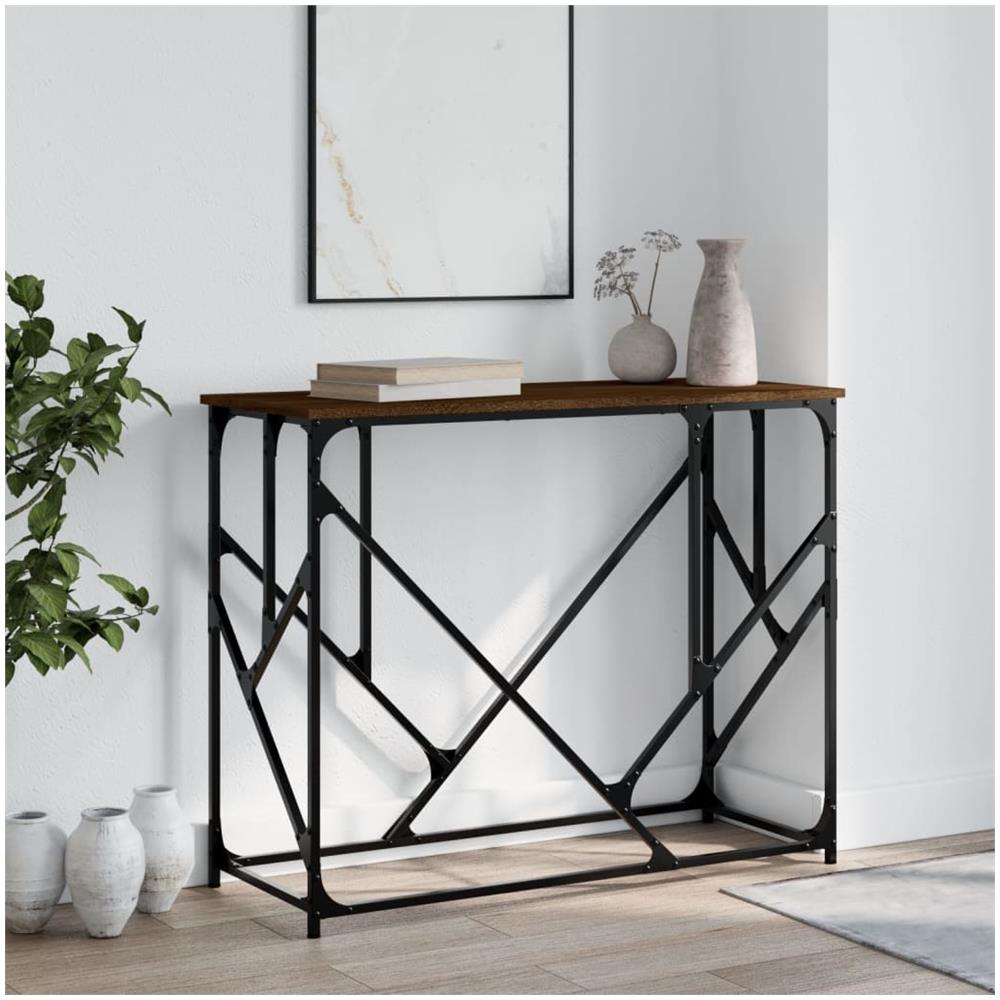 Tavolino Consolle Rovere Marrone 100x40x80 Cm Legno Multistrato - Foto 1