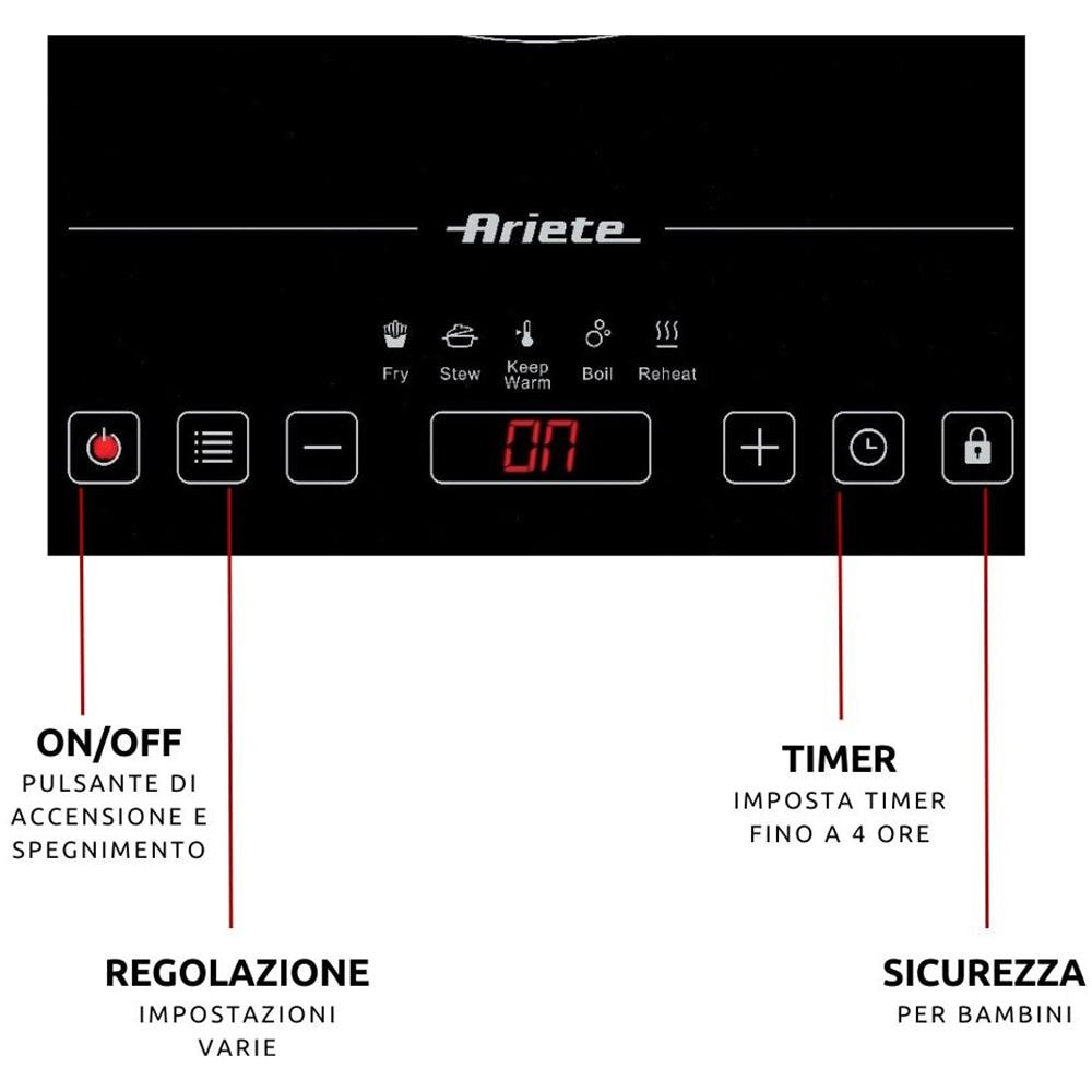 Piano Cottura a Induzione Singola da 29 cm Colore Nero - Foto 2