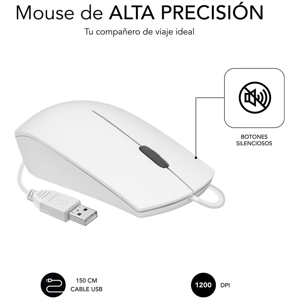 Mouse SUBMO-B2BS002 Ottico 3 Tasti USB 1200 DPI Colore Bianco - Foto 4