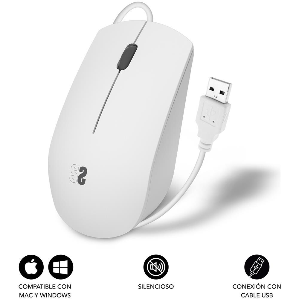 Mouse SUBMO-B2BS002 Ottico 3 Tasti USB 1200 DPI Colore Bianco - Foto 2