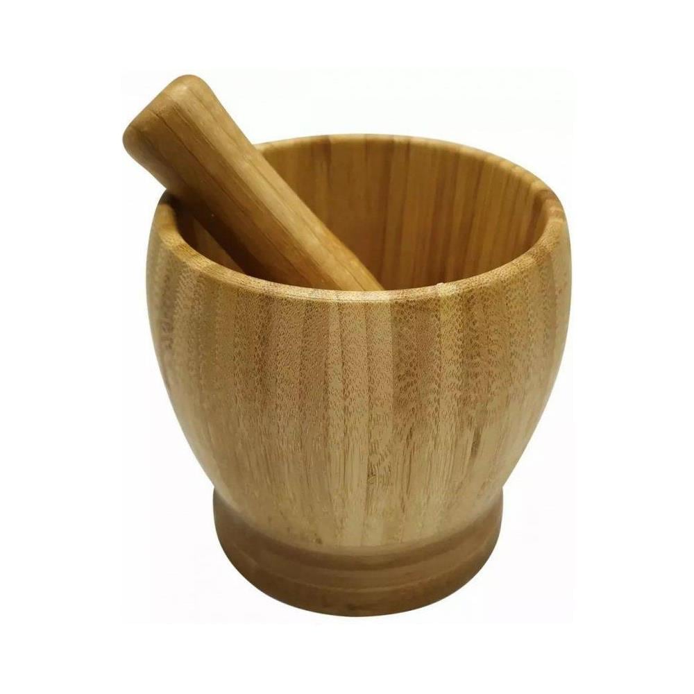 Set di mortaio e pestello in bambù KH-1617 per macinare le spezie - Foto 1