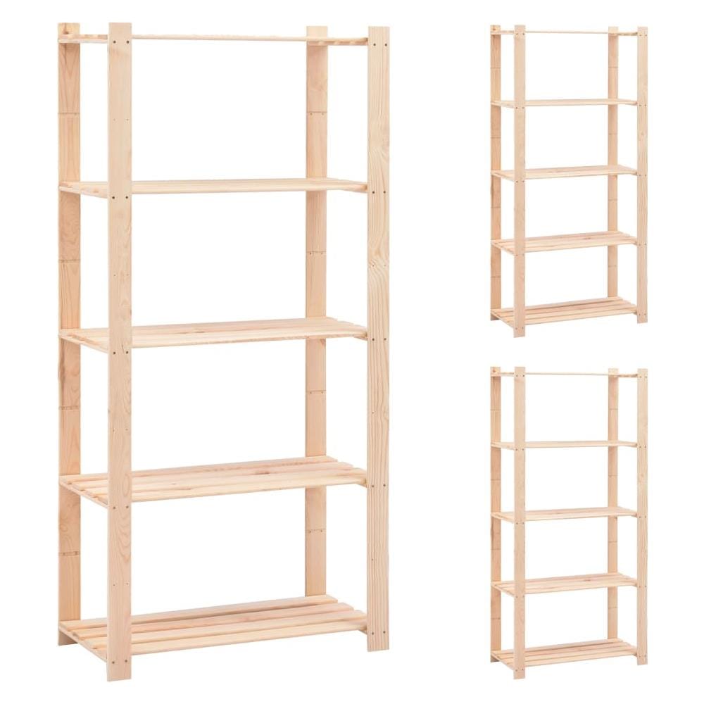Scaffali A 5 Livelli 3 Pz 80x38x170 Cm Massello Pino Fsc 250 Kg - Foto 1