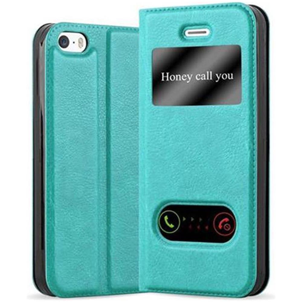 Cadorabo Custodia Compatibile Con Apple Iphone 5 / Iphone 5s / Iphone Se In Turchese Menta - Coperchio Protettivo Con Chiusura Magnetica, Funzione Stand E 2 Finestre Di Visualizzazione - Foto 1