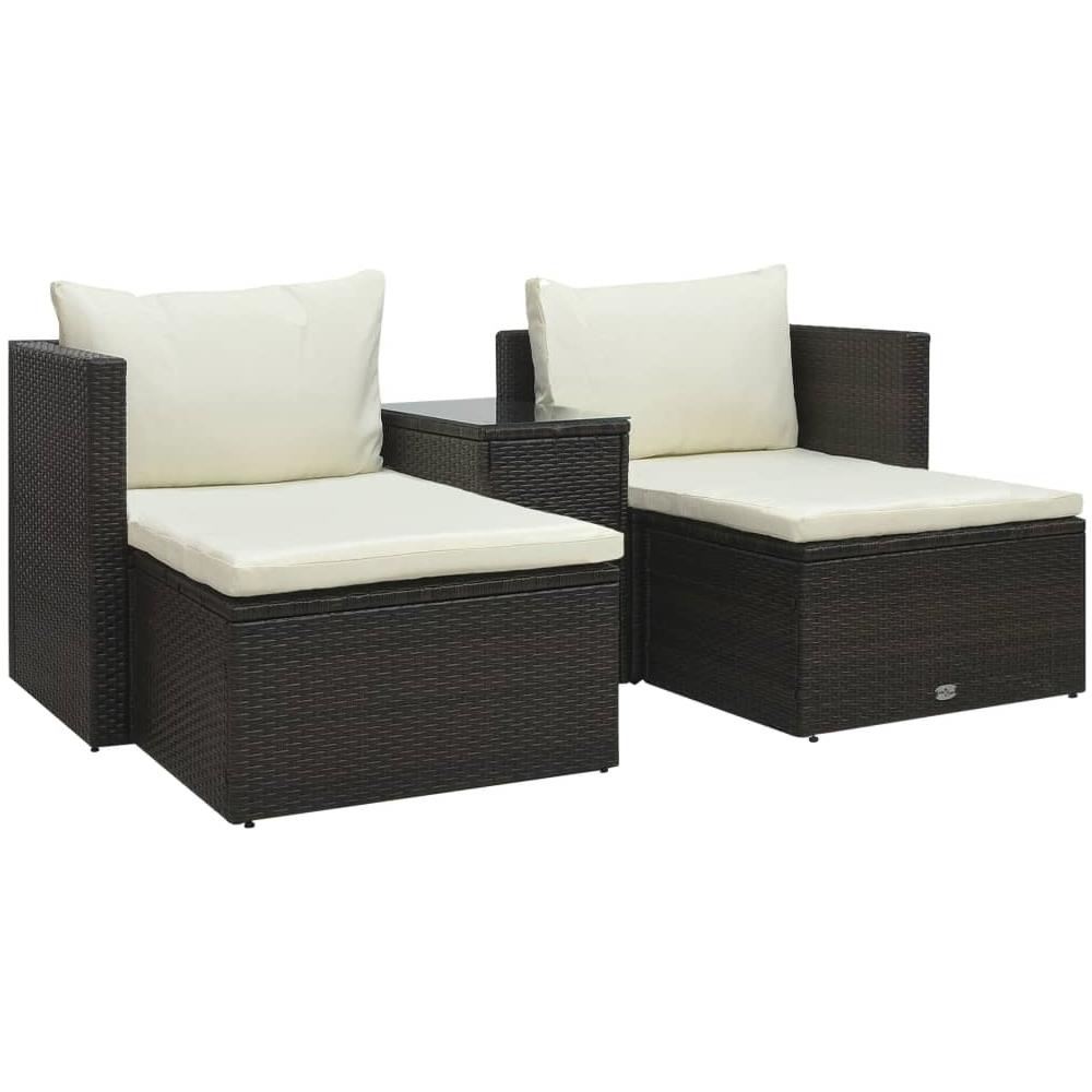 Set Divani Da Giardino 5 Pz Con Cuscini In Polyrattan Marrone - Foto 1