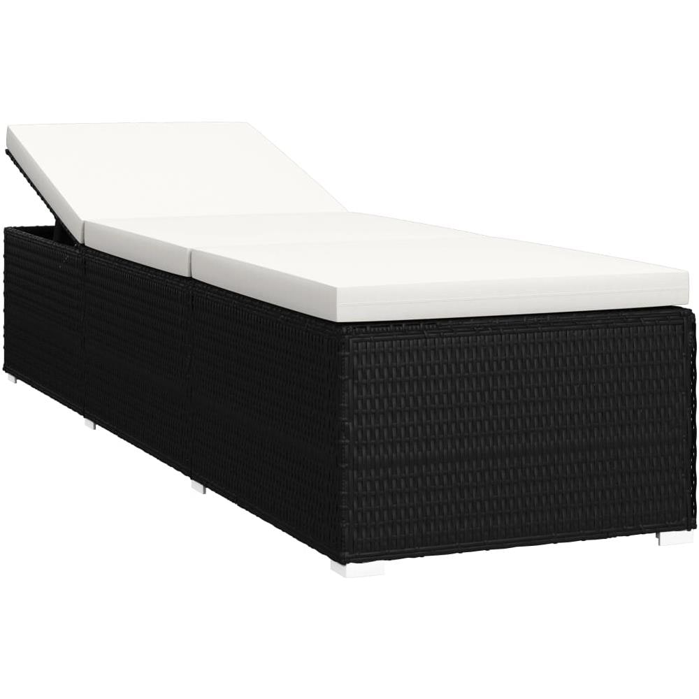 Lettini Prendisole con Tavolino 3 pz in Polyrattan Nero - Foto 2