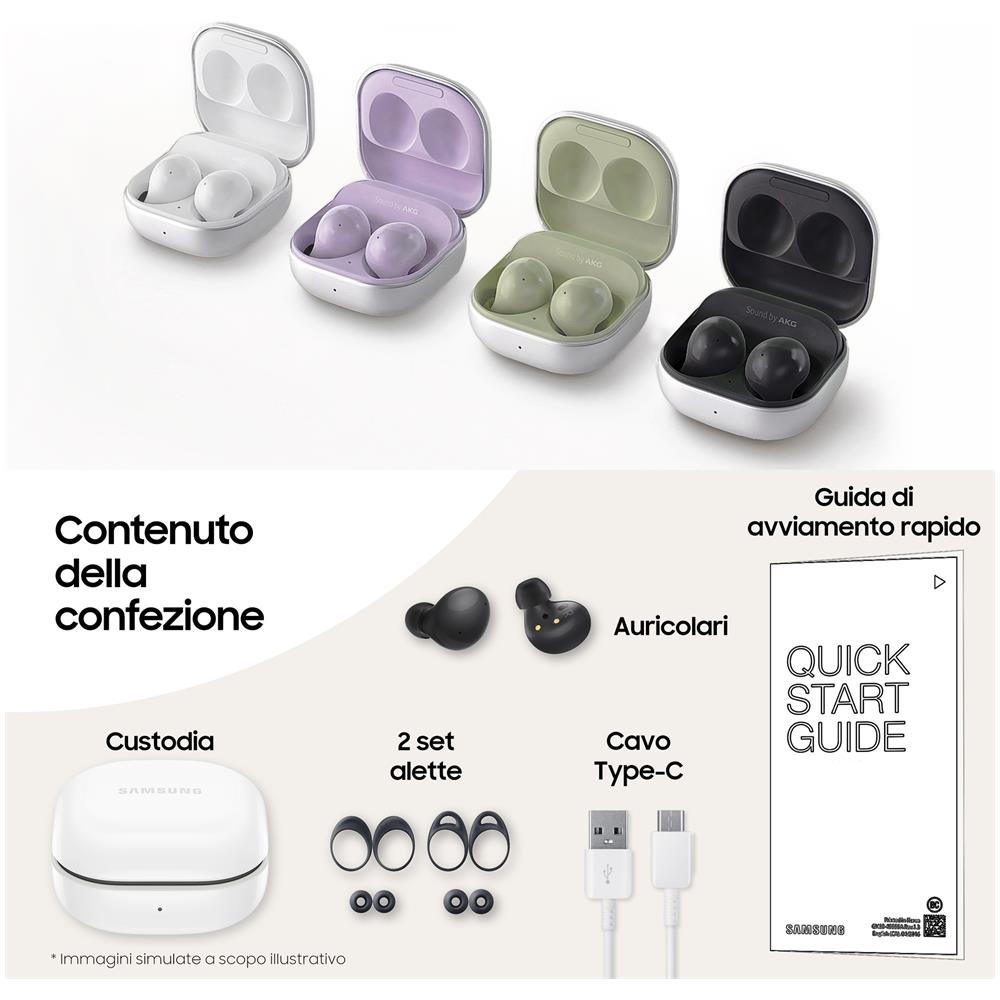 Auricolari Wireless Galaxy Buds2 con Custodia di Ricarica Colore Graphite - Foto 8
