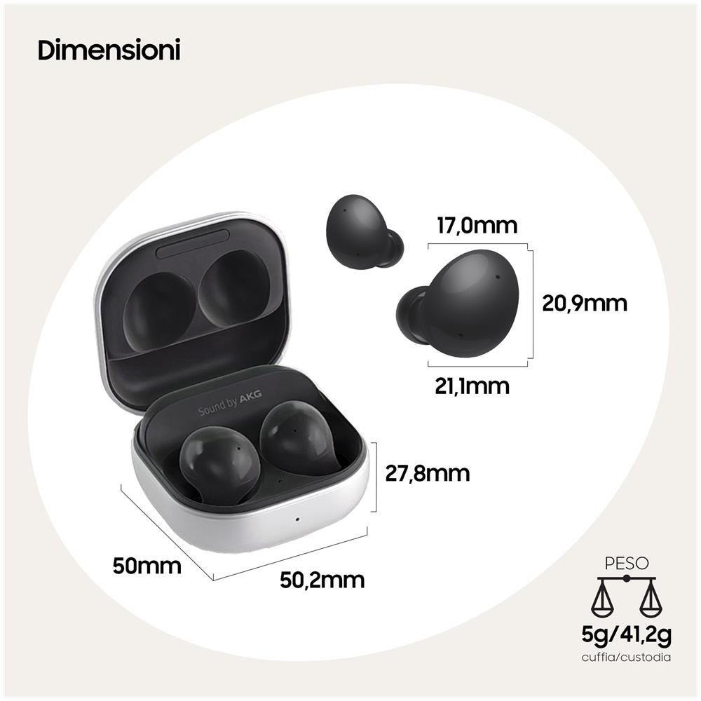 Auricolari Wireless Galaxy Buds2 con Custodia di Ricarica Colore Graphite - Foto 2
