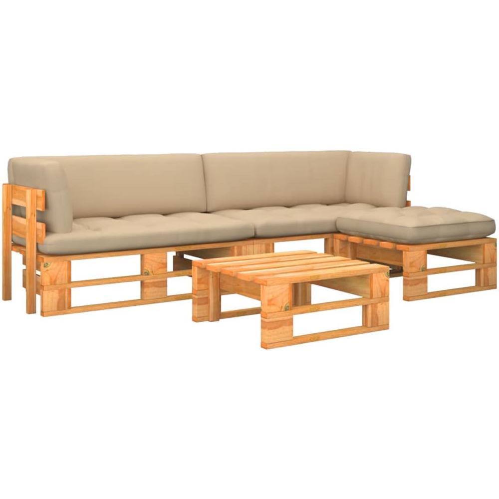 Set Divani a Pallet e Cuscini 4pz Pino Impregnato Marrone Miele - Foto 1